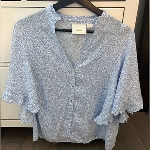 Anthropologie Blue Short Sleeve Blouse